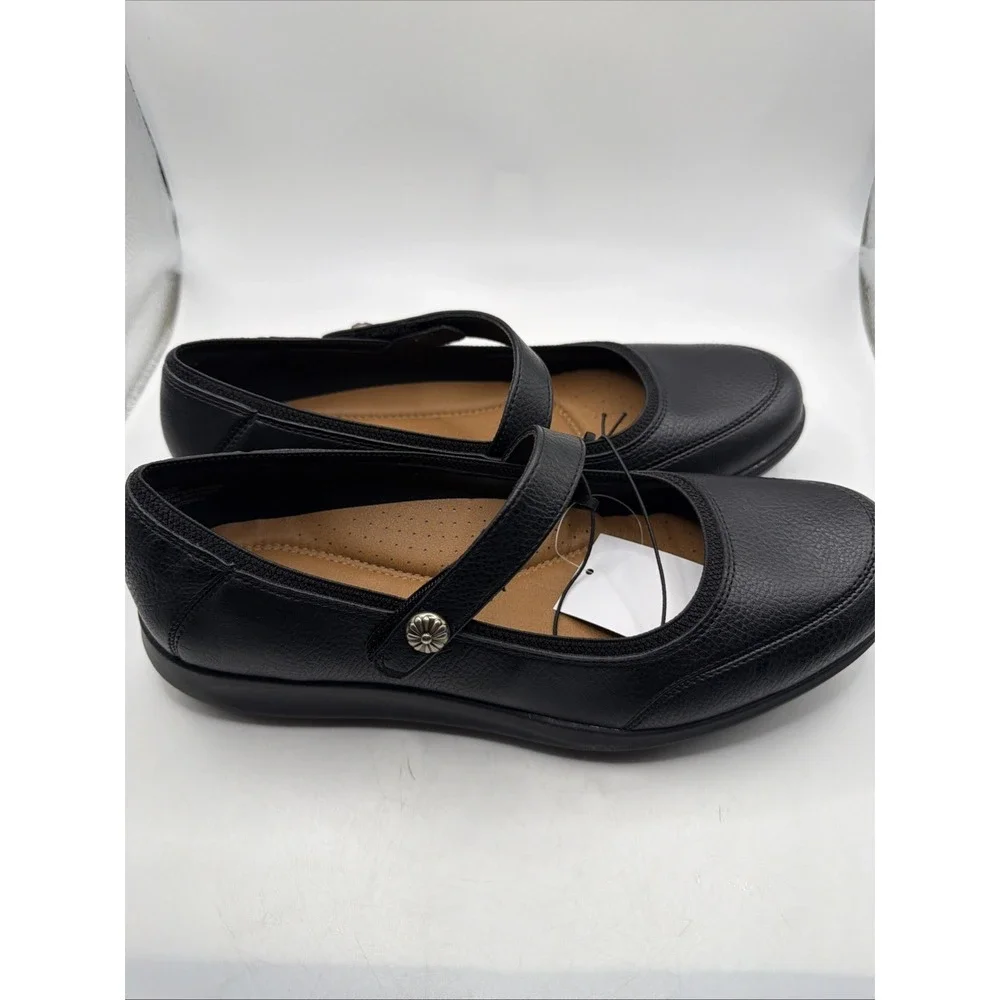 Baretraps‎ Jurnee Flats Women's Black Leather Comfort Hook & Loop. New. Size 8